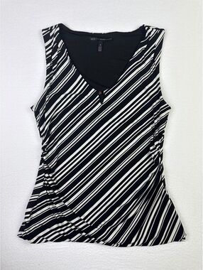 White House Black Market Sleeveless Black and White Striped Top Size Medium